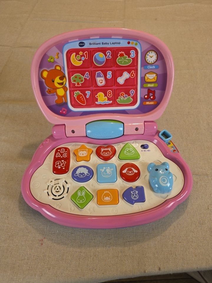 VTech Brilliant Baby Laptop Pink Interactive Learning Toy Used
