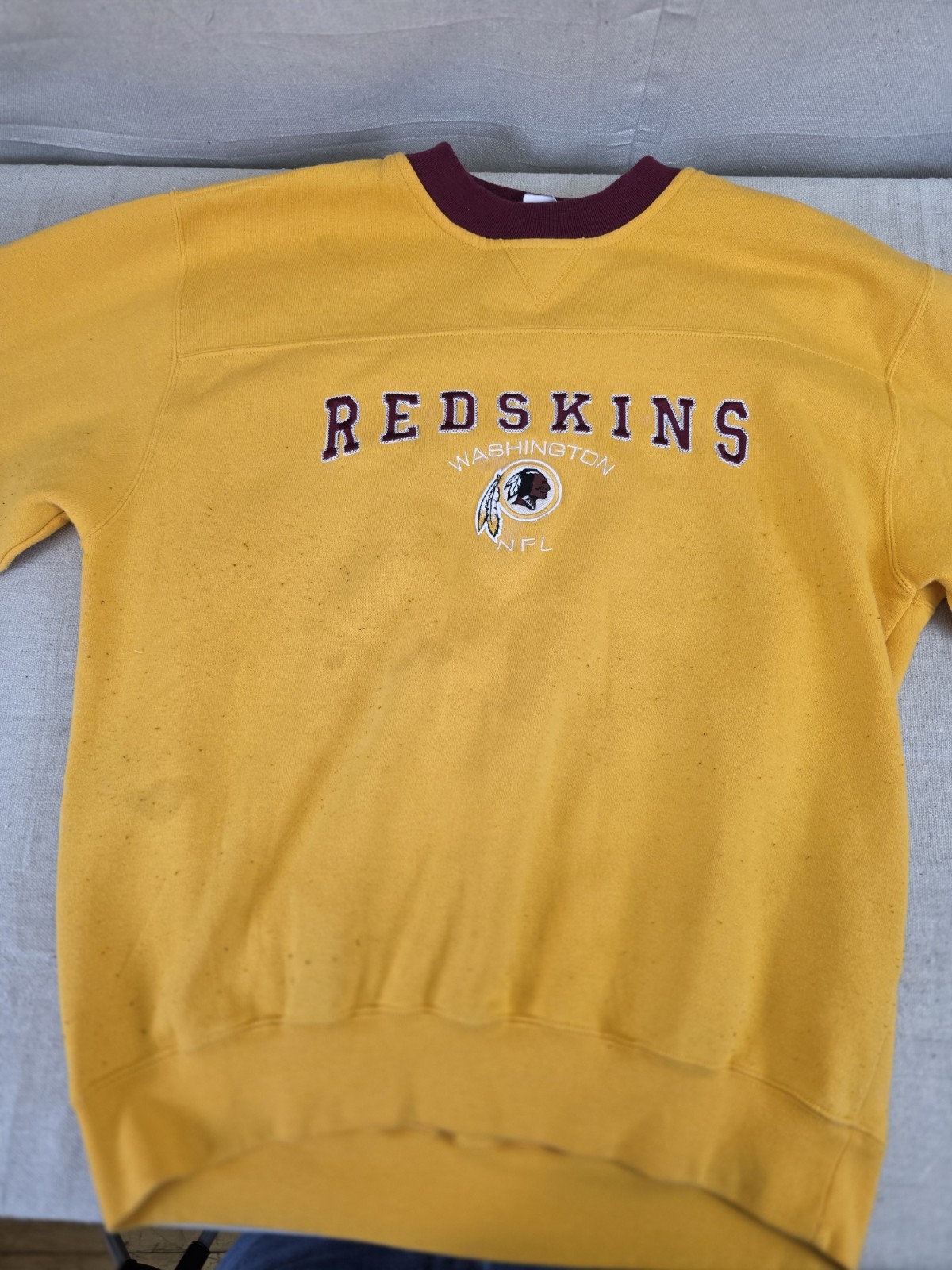 VTG Y2K Washington Redskins Sweatshirt Mens Medium Yellow Long Sleeve NFL