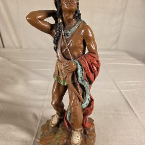 Vintage Native American Indian Warrior Resin Figurine Statue 14in