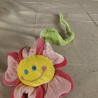 Vintage Bendable Smiley Face Plush Flower Toy Pink Yellow Green