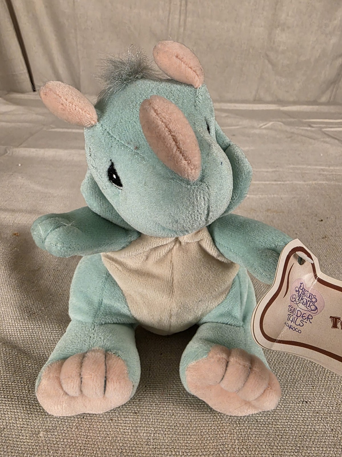 Vintage 1999 Precious Moments Tender Tails Triceratops Plush Toy