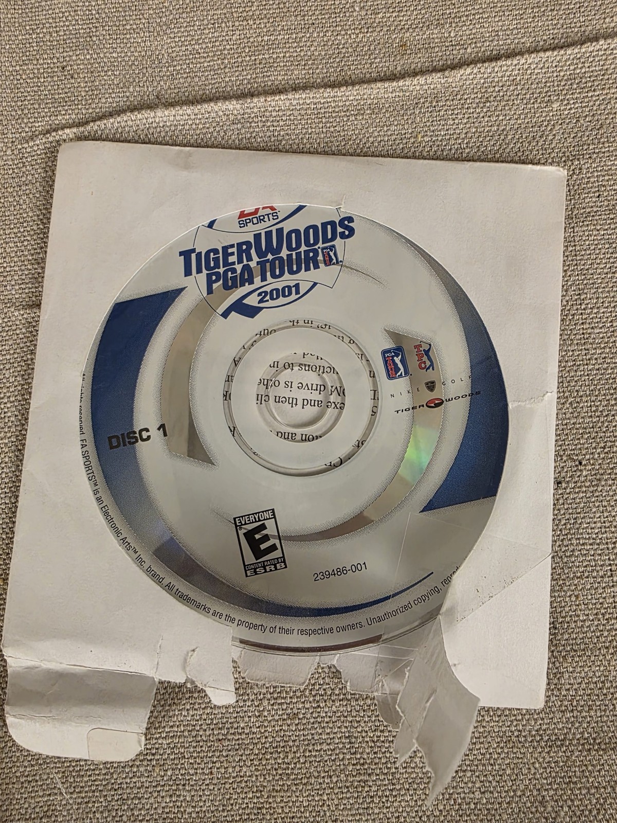 Tiger Woods PGA Tour 2001 PC Game Disc 1 Only EA Sports