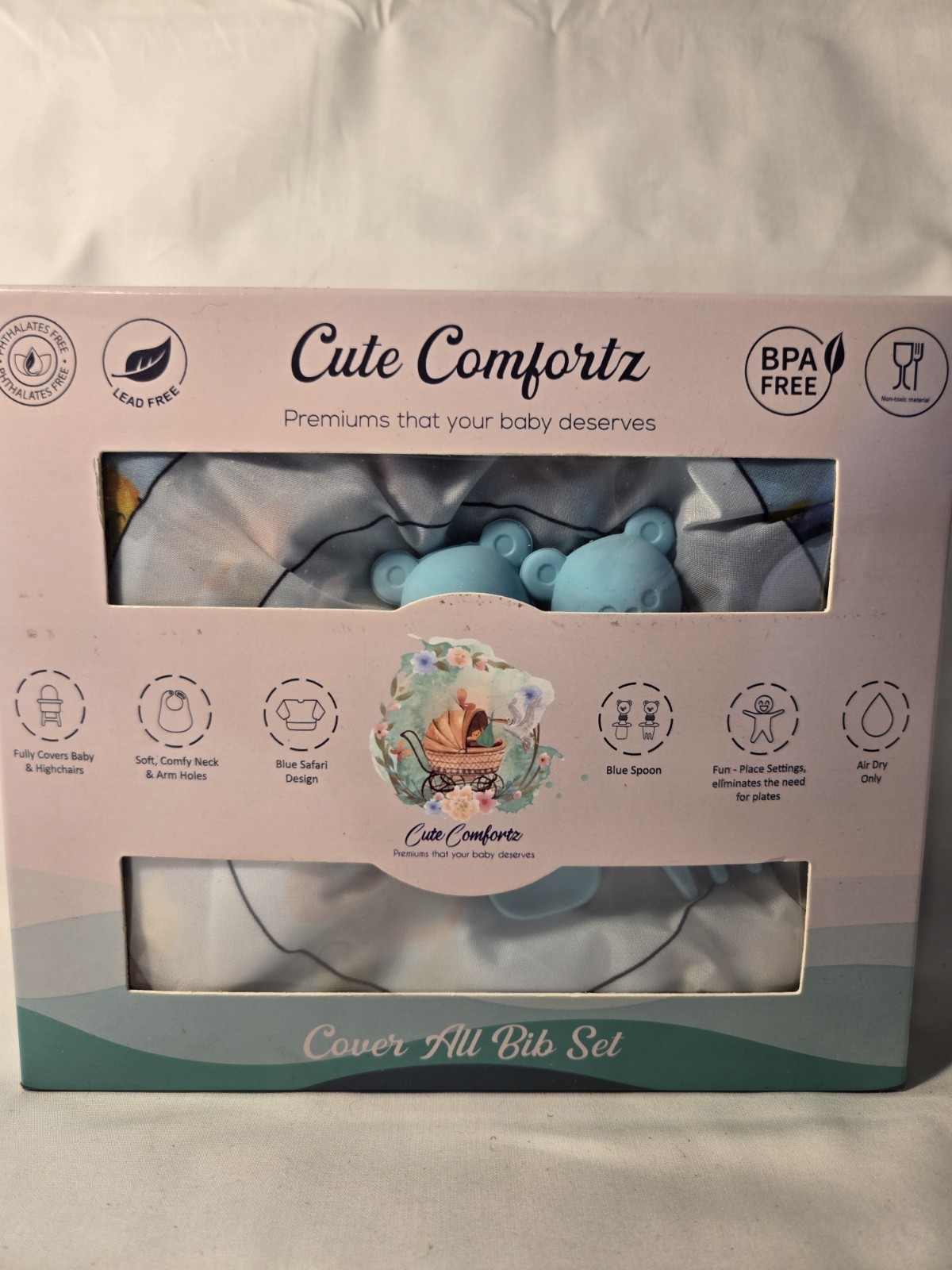 Coverall Baby Feeding Bibs, Easy to Clean Baby Bibs for Eating Spoon & Fork
