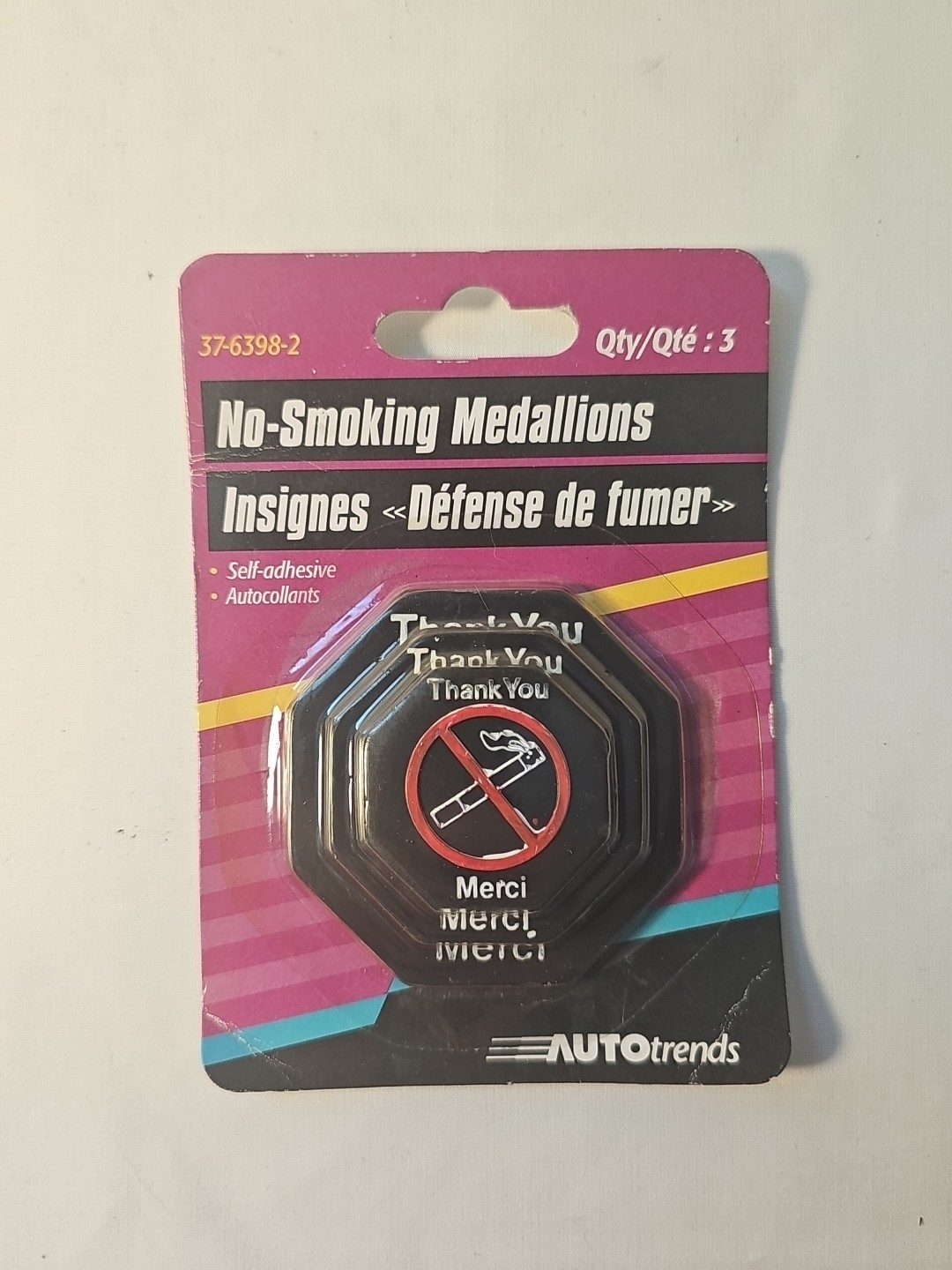 No Smoking medallions self-adhesive for car 3pk