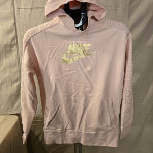 Nike Hoodie Pullover Gold Logo Kids XL Pink