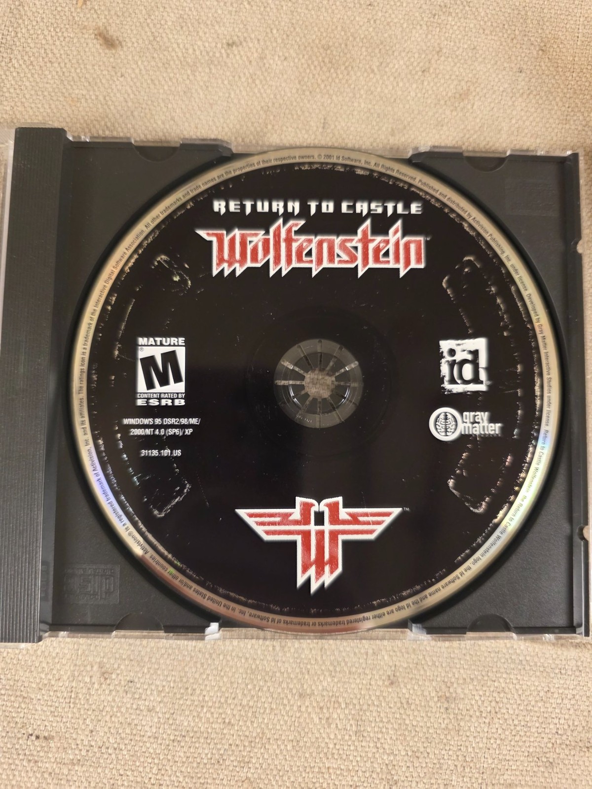 Return to Castle Wolfenstein PC Game Disc 2001 Mature ESRB
