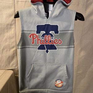 Philadelphia Phillies Sleeveless Hoodie Adult Small Gray Red