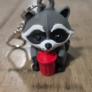 Raccoon Trash Can Keychain 1.75 in Animal Bag Charm