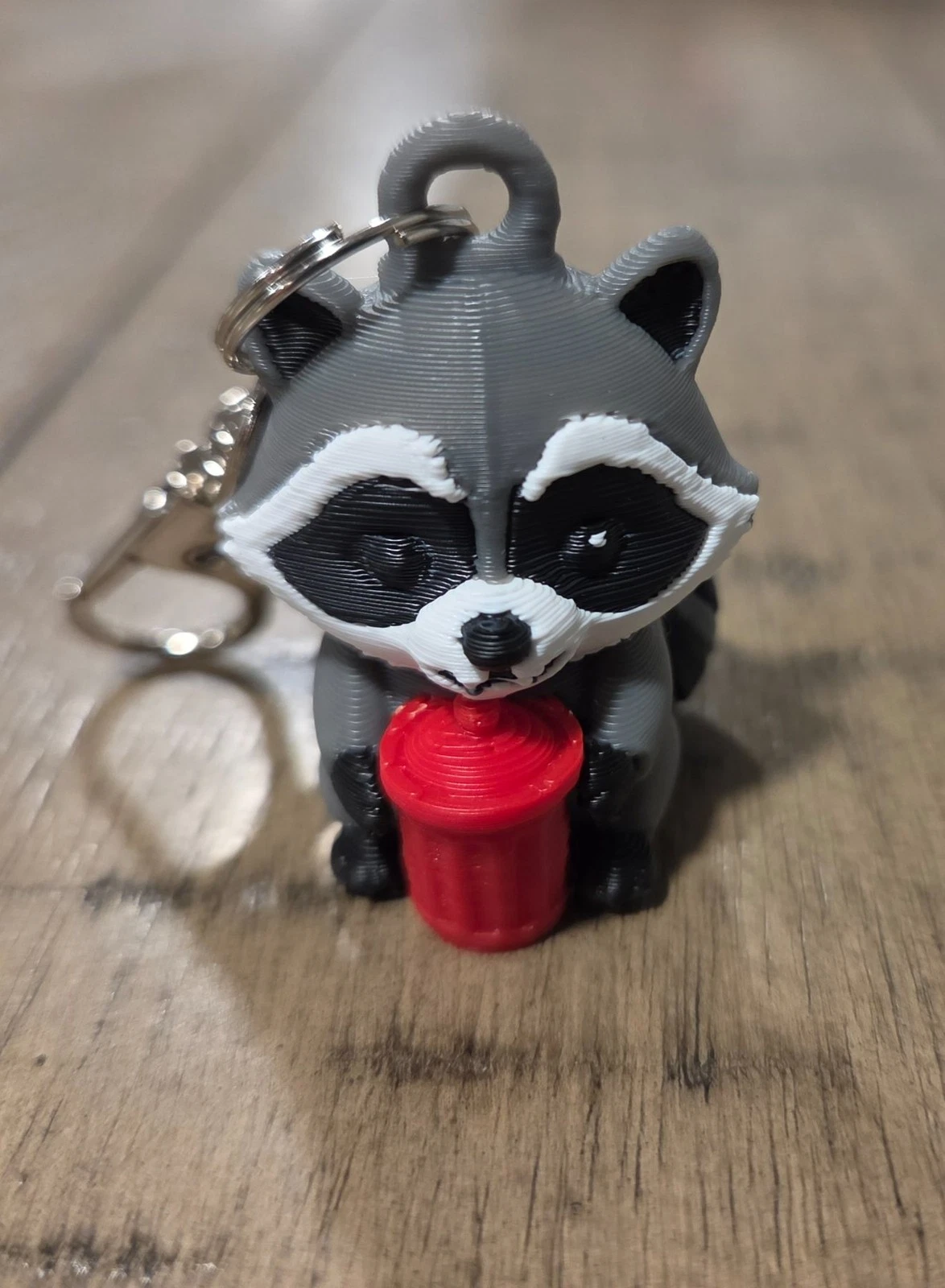 Raccoon Trash Can Keychain 1.75 in Animal Bag Charm