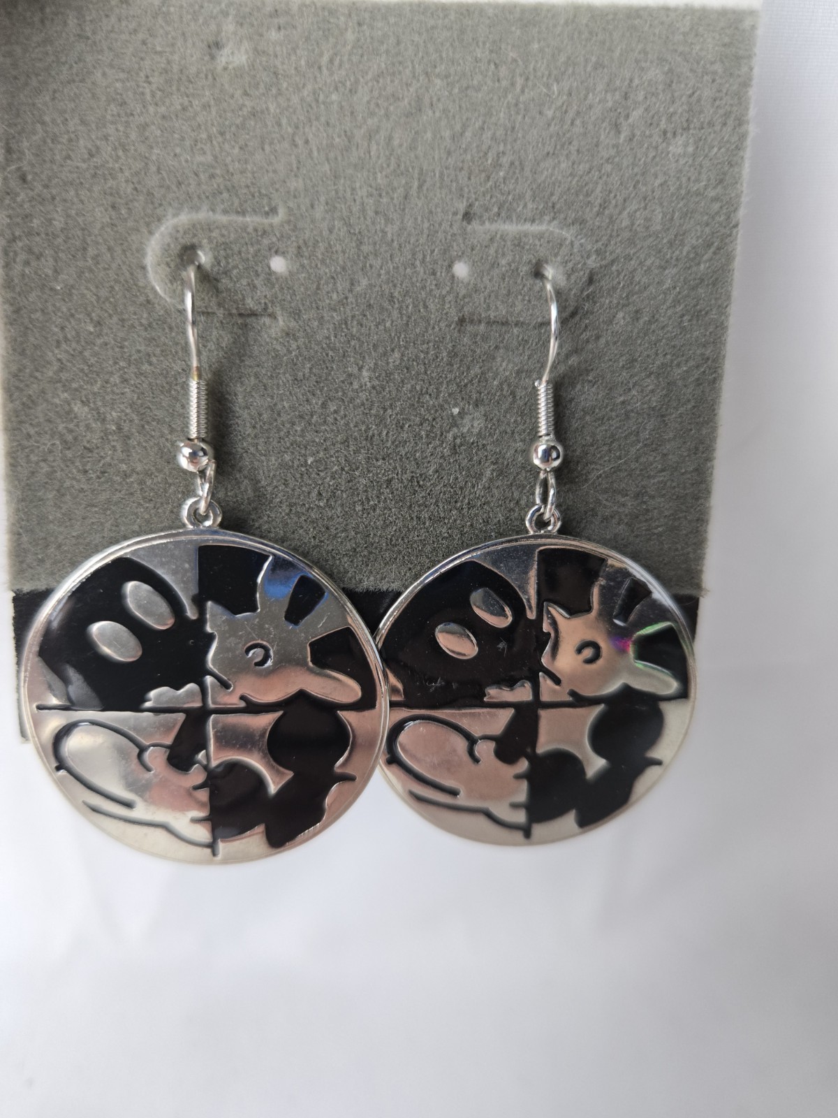 Mickey Mouse Dangling Earrings Walt Disney Jewelry Abstract Puzzle Cartoon