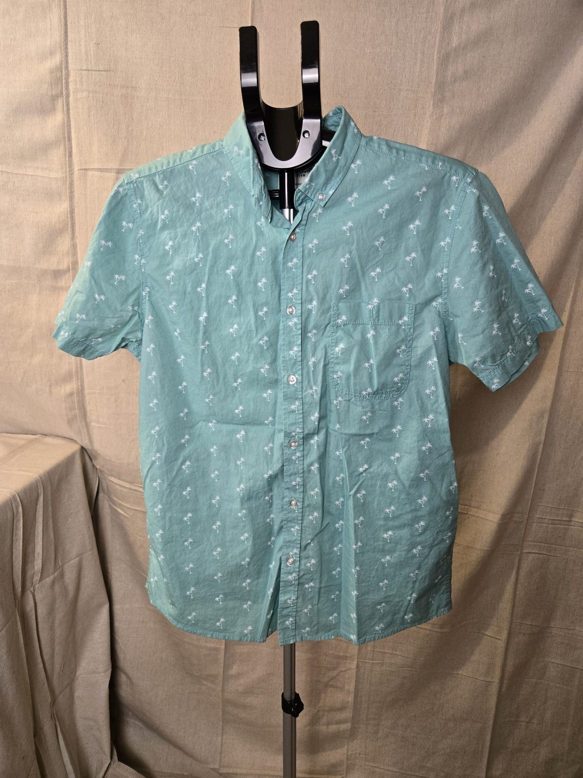 Cedarwood State Mens Button Down Shirt Medium Mint Green Palm Tree Print
