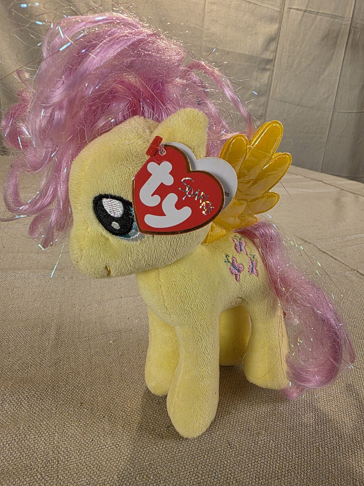 Ty Beanie Babies My Little Pony Fluttershy Yellow Pink Plush 2015 NEW