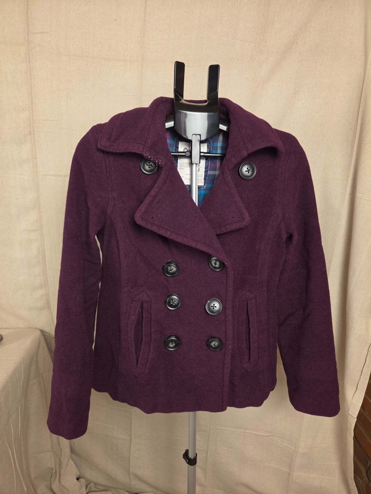 Aeropostale Wool Blend Peacoat Jacket Women Size M Purple