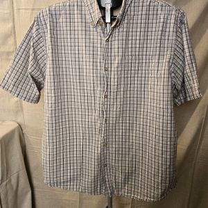 Lee Men's Short Sleeve Button Up Shirt Large Plaid Cotton Used