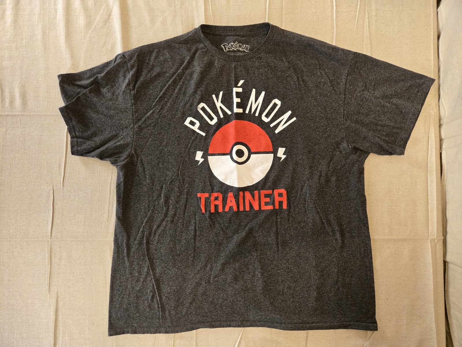 Pokemon Trainer Graphic T-Shirt Men's 2XL Charcoal Gray