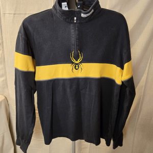 Spyder Quarter Zip Pullover Vintage Men L Black Yellow Spider Logo