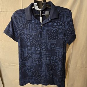 Goodfellow & Co Men's Polo Shirt Medium Navy Blue Patterned