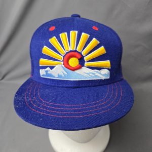 Aksels Colorado Sun & Mountain Youth Snapback Hat Royal Blue Red