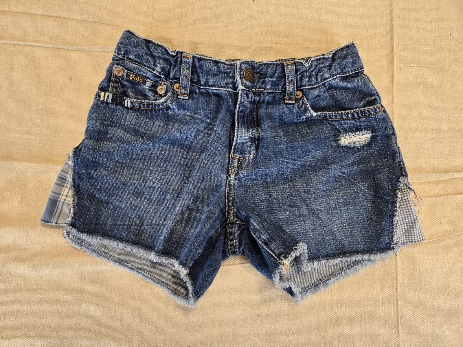 Polo Ralph Lauren Denim Patchwork Shorts Kids Size 12 Blue
