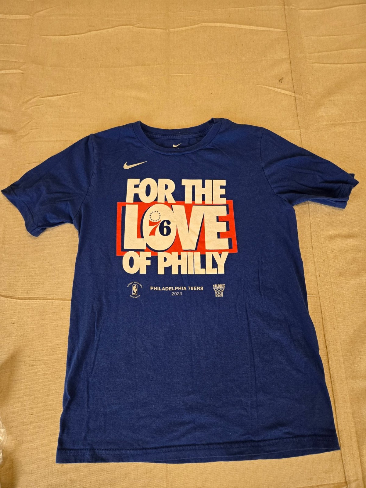 Nike Philadelphia 76ers For The Love Of Philly Kids Large T-Shirt Blue
