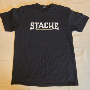 Gildan Men's Graphic T-Shirt Medium Black Stache Stay Faded Tour 2024