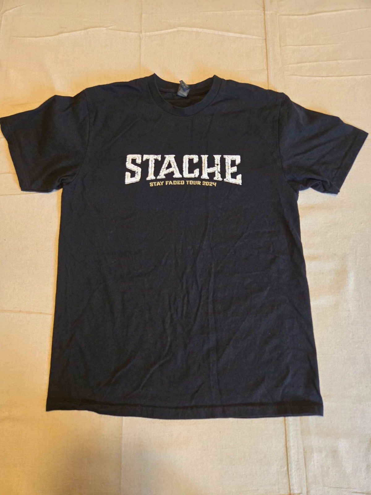 Gildan Men's Graphic T-Shirt Medium Black Stache Stay Faded Tour 2024