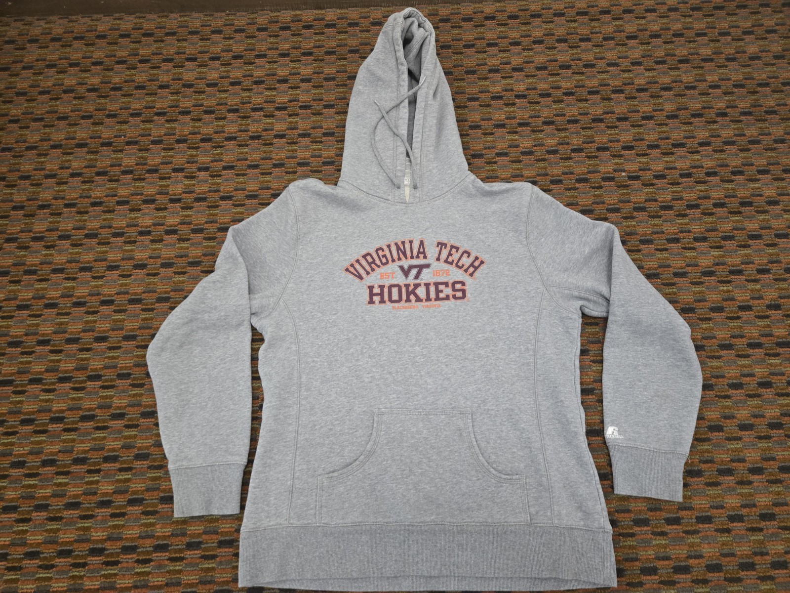 Virginia Tech Hokies Hoodie Youth Large Gray Russell Athletic NCAA Pullover...