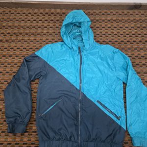 Reebok Windbreaker Jacket Men’s Medium Teal Navy Full Zip Hooded Lightweight...