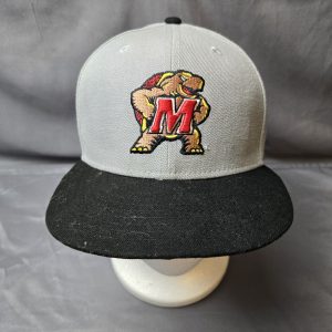 New Era 59FIFTY Maryland Terrapins Hat Size 7 Grey Black Fitted Flat Bill NCAA C