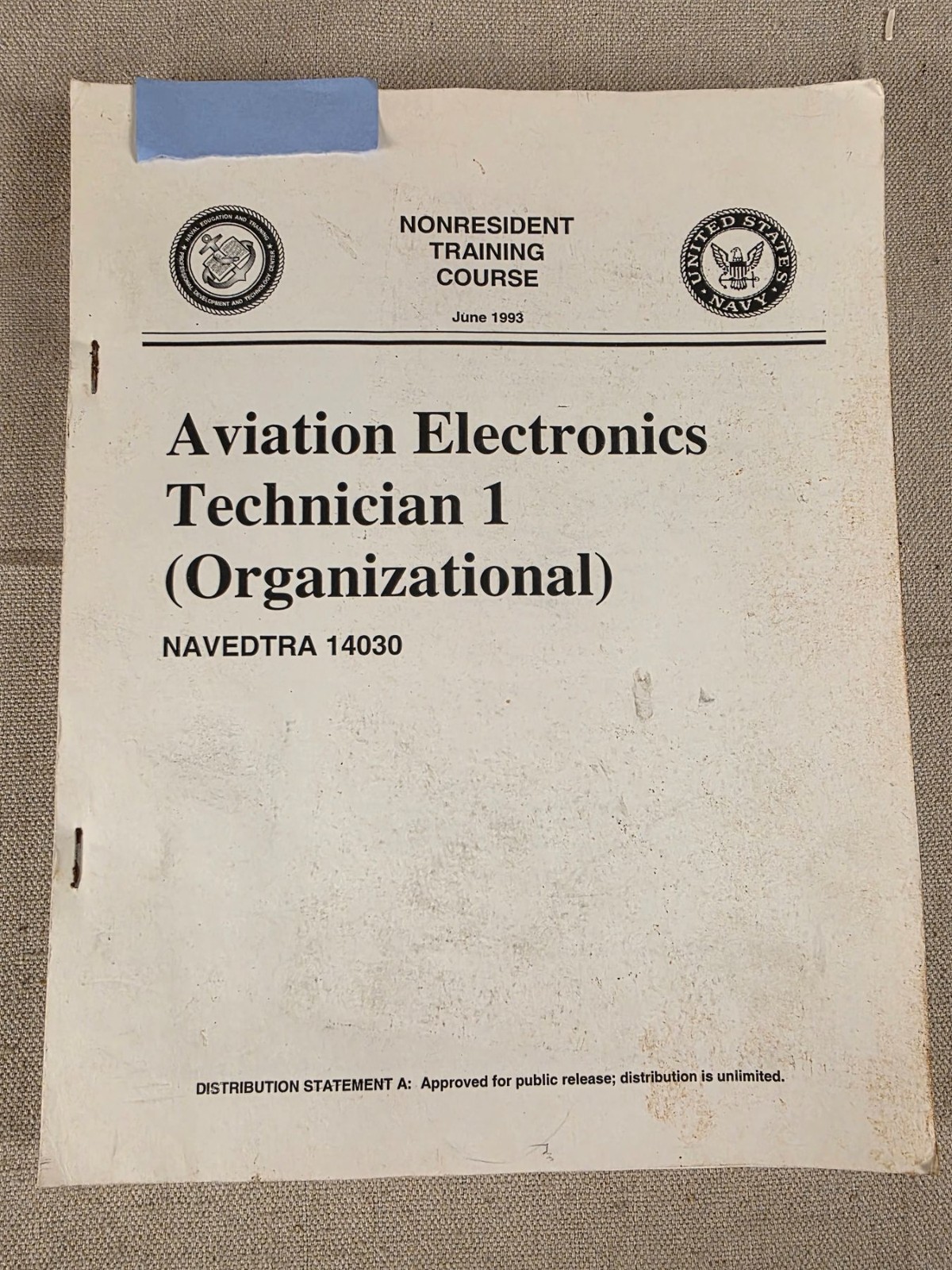 Aviation Electronics Technician 1 Organizational NAVEDTRA 14030 1993 Vintage
