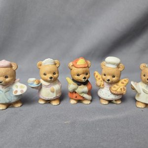 Lot Of 5 HOMCO Bear Figurines Career Bears #8820 Doctor Painter Fireman Baker Ma