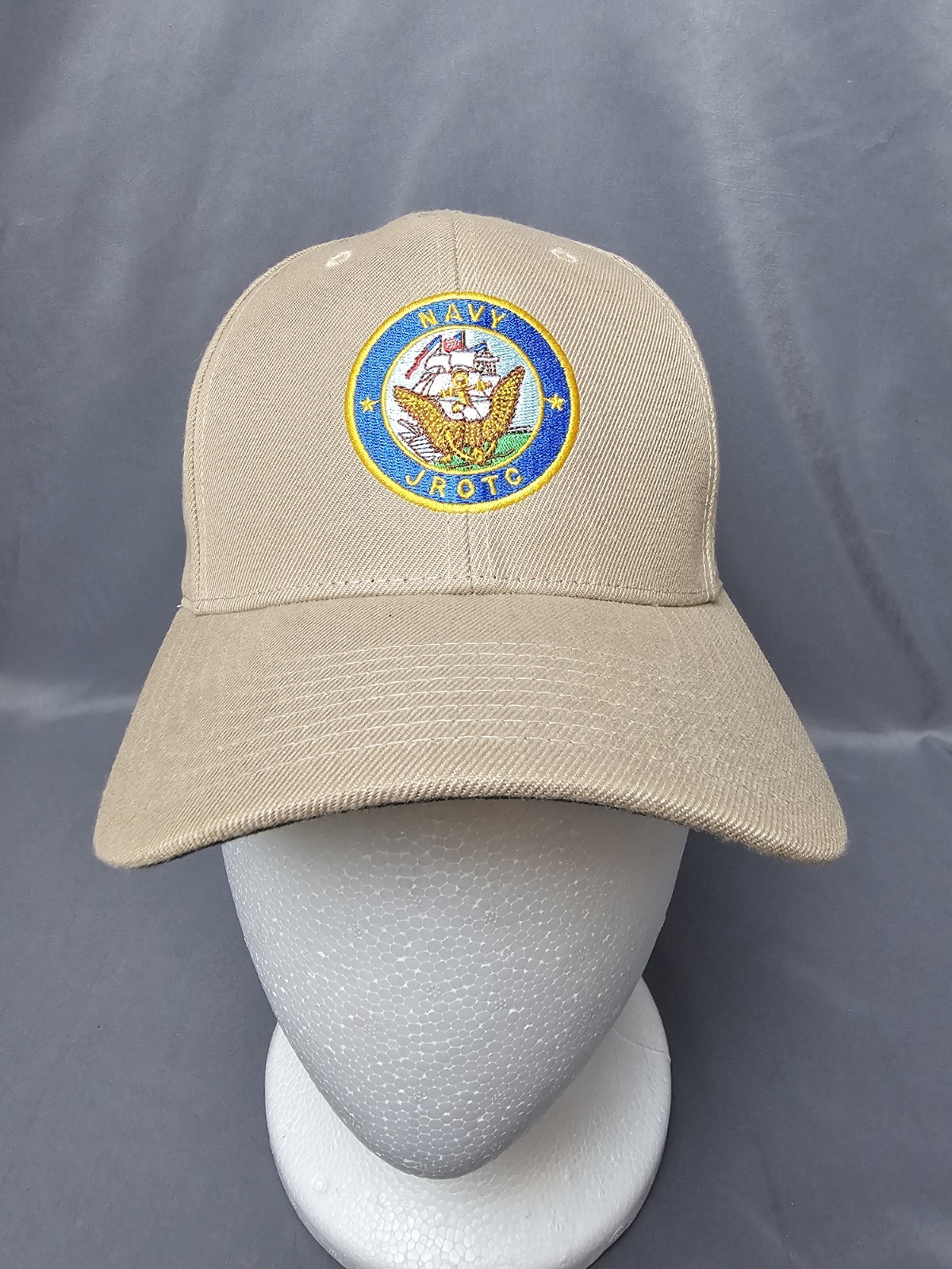 Navy JROTC Hat Cap Adjustable Mens Beige Twill US Casual Baseball Dad