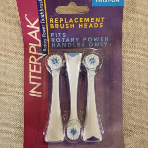 INTERPLAK Replacement Brush Heads Twist-On Rotary Power Toothbrush 3 Pack