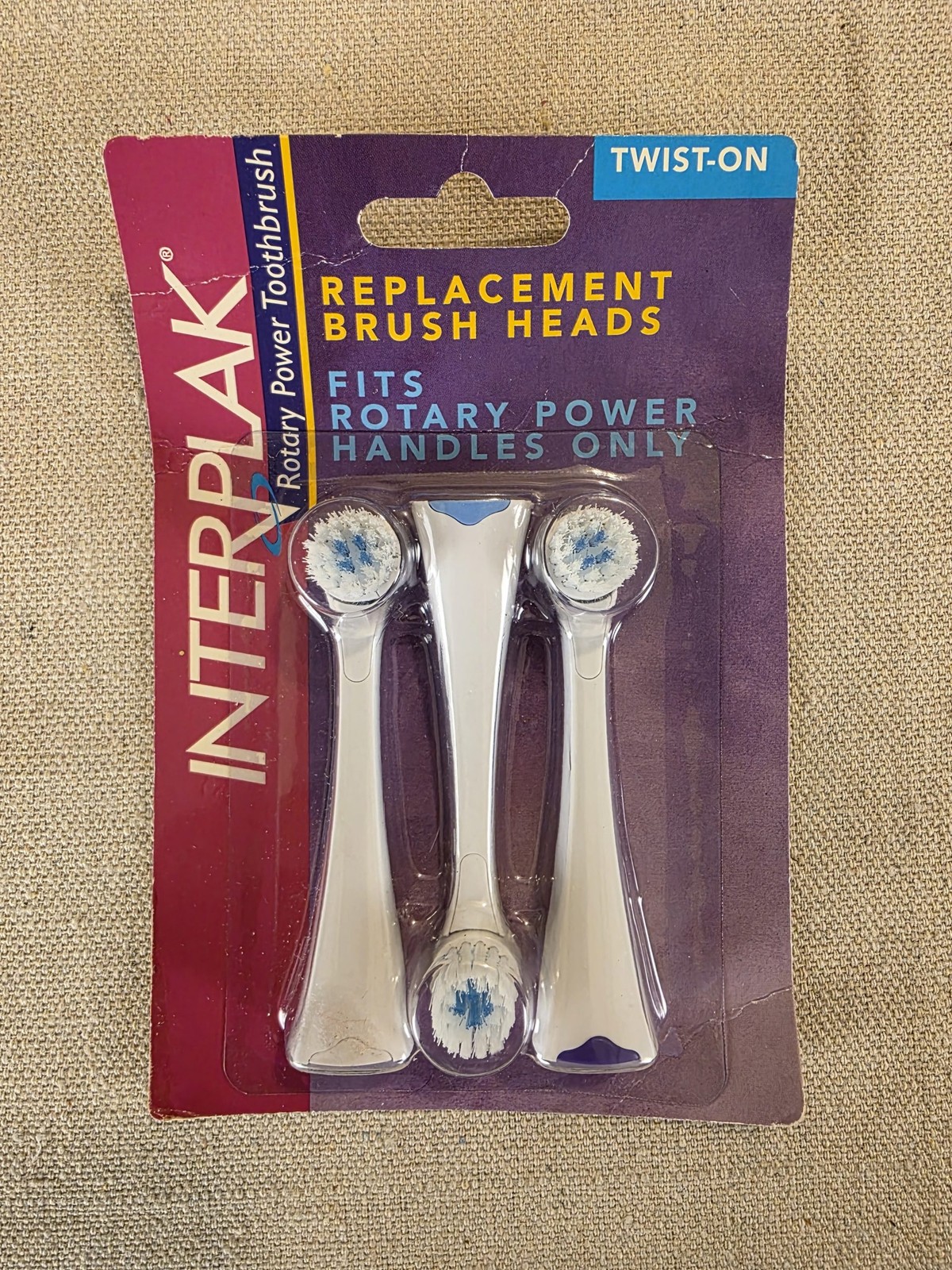 INTERPLAK Replacement Brush Heads Twist-On Rotary Power Toothbrush 3 Pack