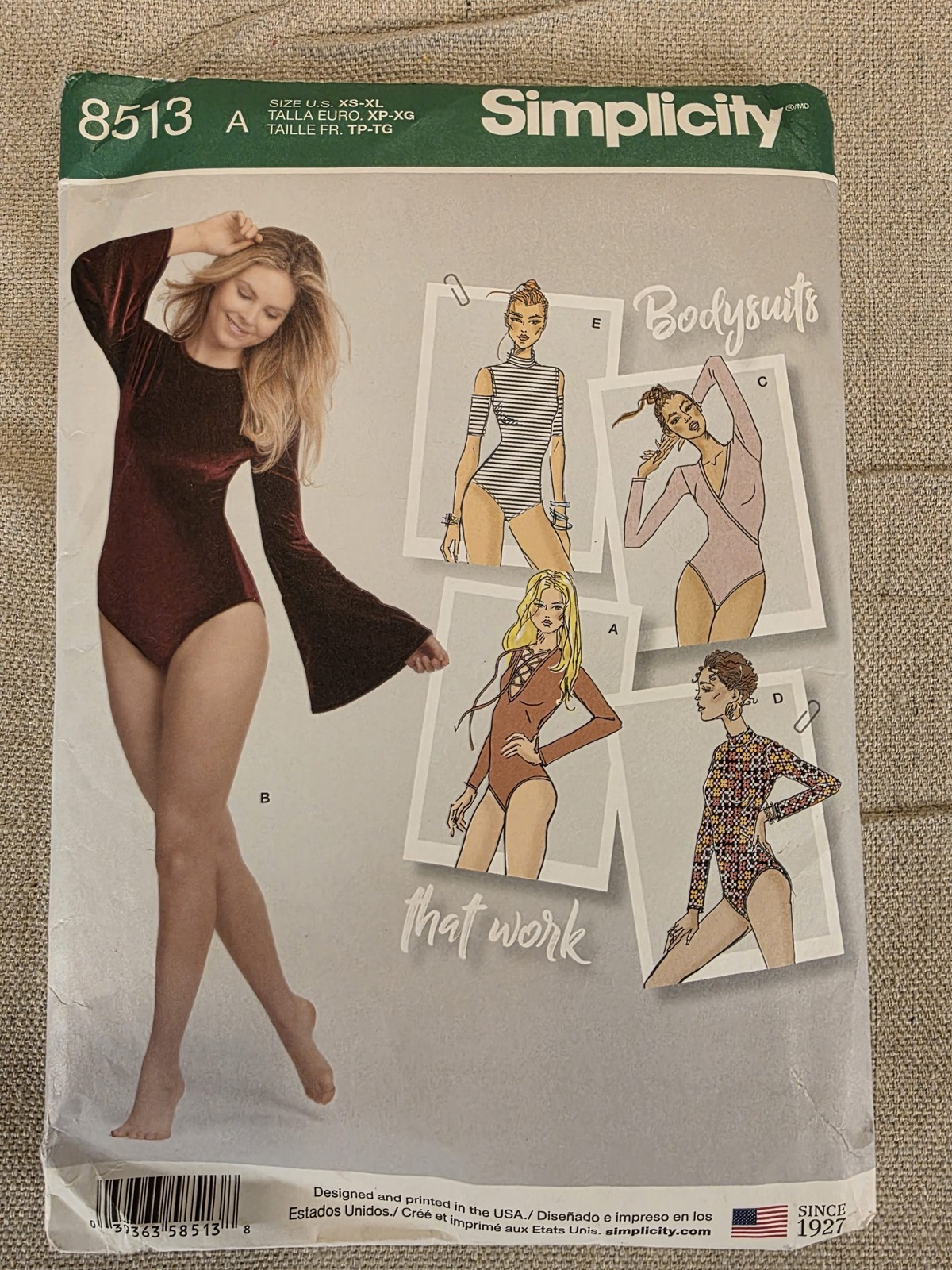 Simplicity 8513 Bodysuits Sewing Pattern XS-XL Misses Knit Uncut NEW