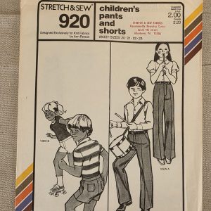Stretch & Sew 920 Children's Pants and Shorts Sewing Pattern Vintage 1979