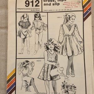 Stretch & Sew 912 Girls Rugby Dress Tops Slip Vintage Sewing Pattern 21-27