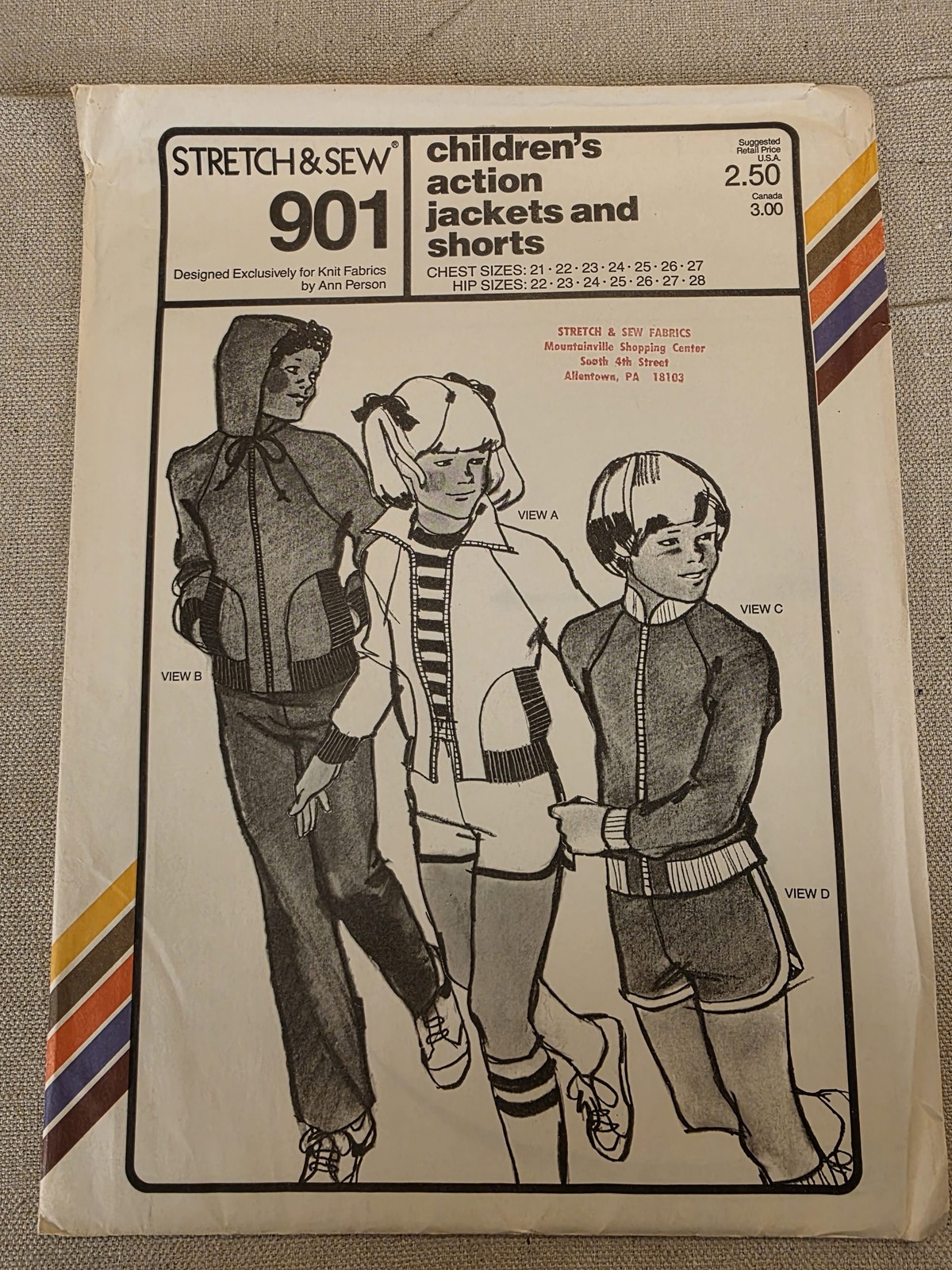 Stretch & Sew 901 Children's Action Jackets and Shorts Vintage Sewing Pattern