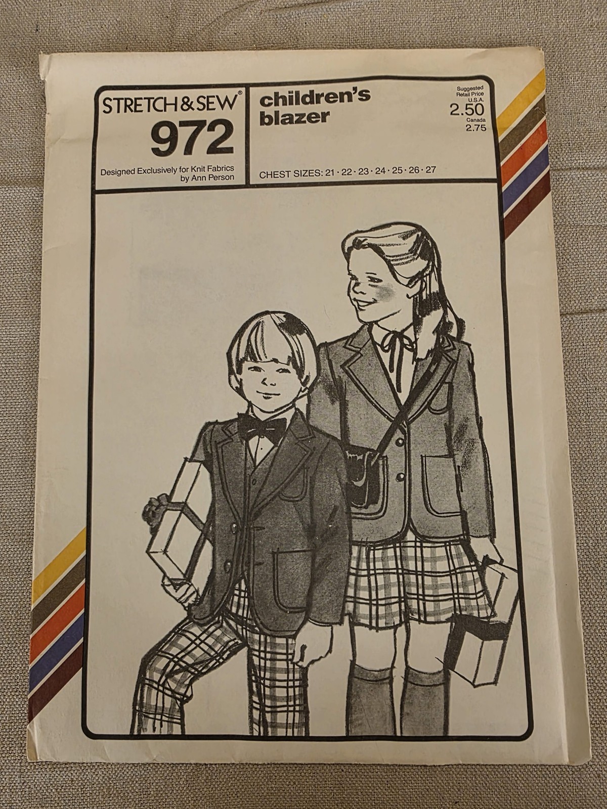 Stretch & Sew 972 Children's Blazer Sewing Pattern Vintage 1979 Uncut
