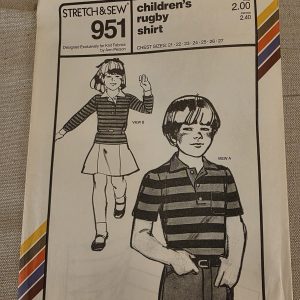 Stretch & Sew 951 Children's Rugby Shirt Vintage Sewing Pattern 21-27