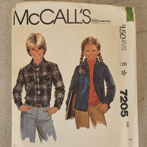 McCall's 7205 Vintage Sewing Pattern Girls Boys Shirt Size 7