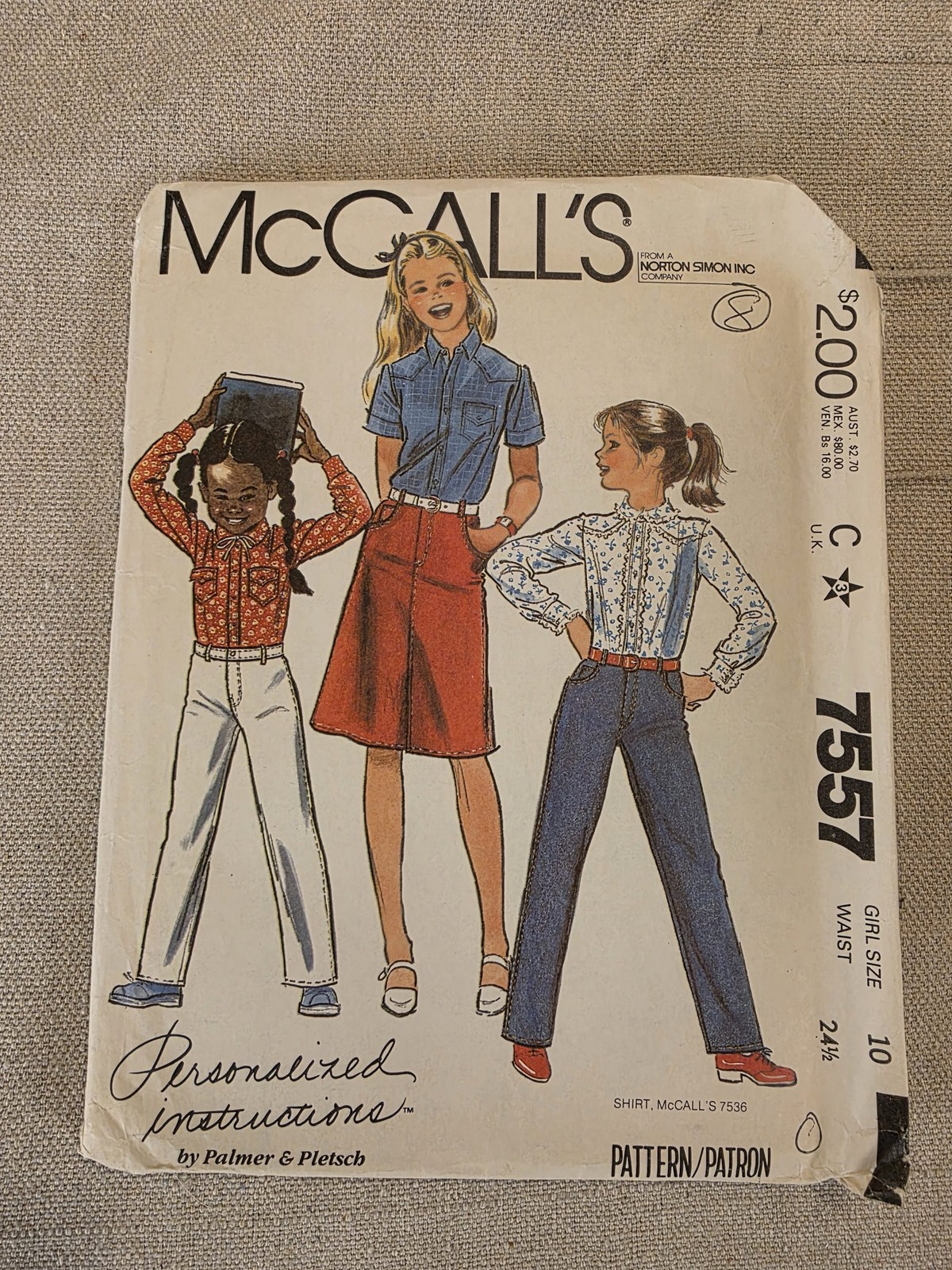 McCall's 7557 Girls Bottoms Sewing Pattern Pants Shorts Skirt Size 10