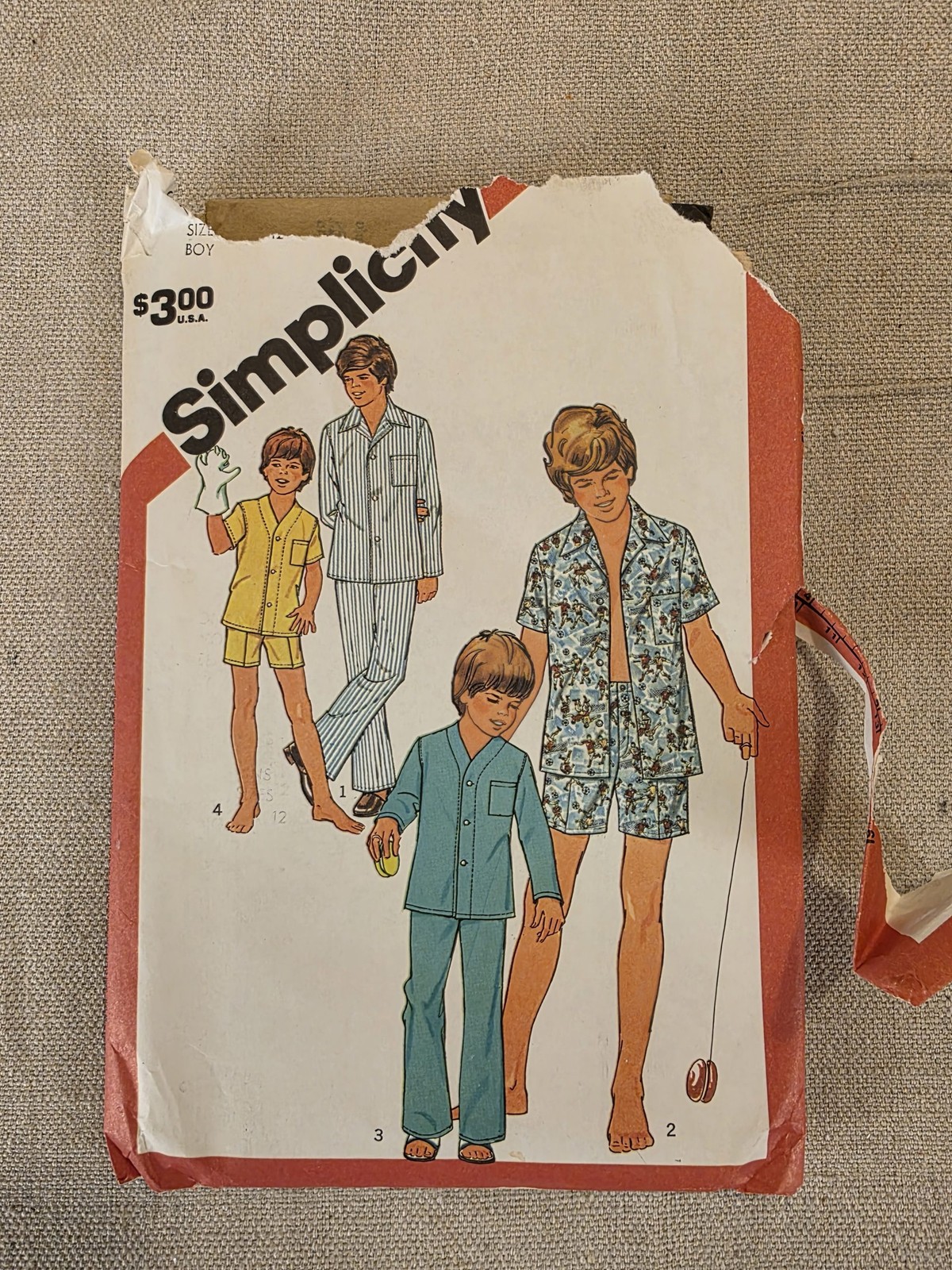 Simplicity 6382 Vintage Boys Pajamas Sewing Pattern Size 8-20