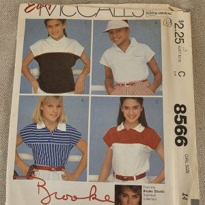 McCall's 8566 Vintage Girls' Polo Top Sewing Pattern Size 14 Brooke Shields