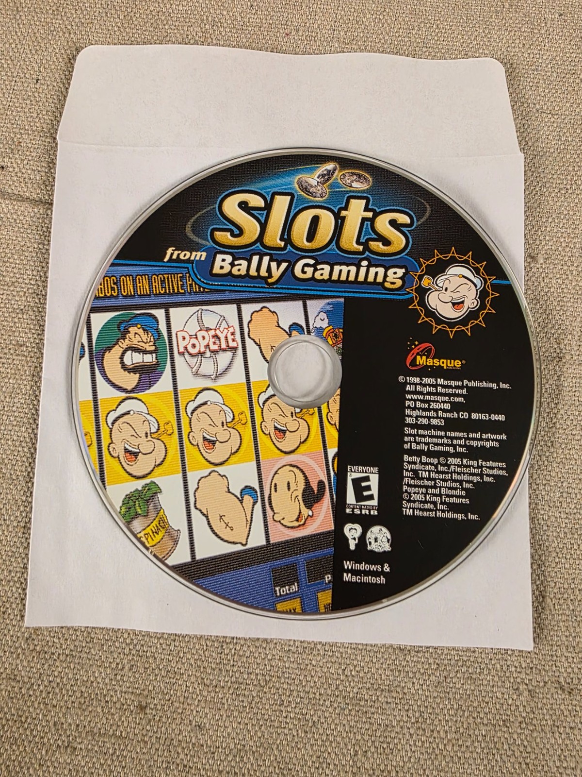 Slots from Bally Gaming PC Mac CD-ROM Game Popeye Blondie Vintage 2005