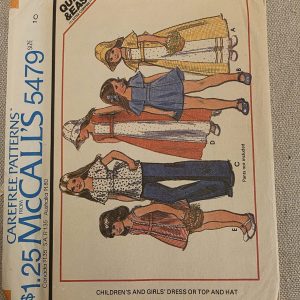 McCall's 5479 Vintage Girls Dress Top Hat Sewing Pattern Size 10