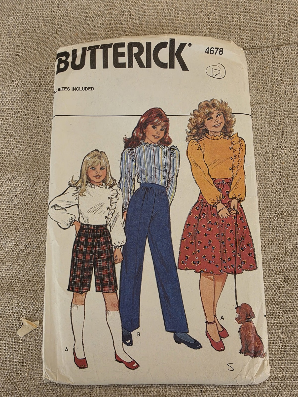 Butterick 4678 Vintage Girls Blouse Skirt Pants Sewing Pattern Size 7-14