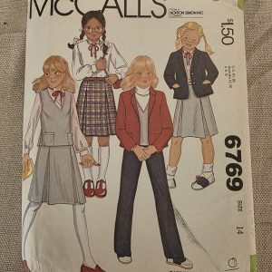 McCall's 6769 Vintage Sewing Pattern Girls Jacket Vest Skirt Pants Size 14