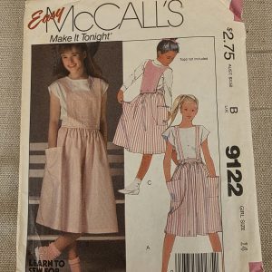 McCall's 9122 Girls Skirt Bibs Straps Sewing Pattern Size 14 Vintage
