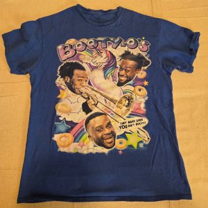WWE Booty-O's Graphic T-Shirt Medium Blue Vintage Wrestling Tee